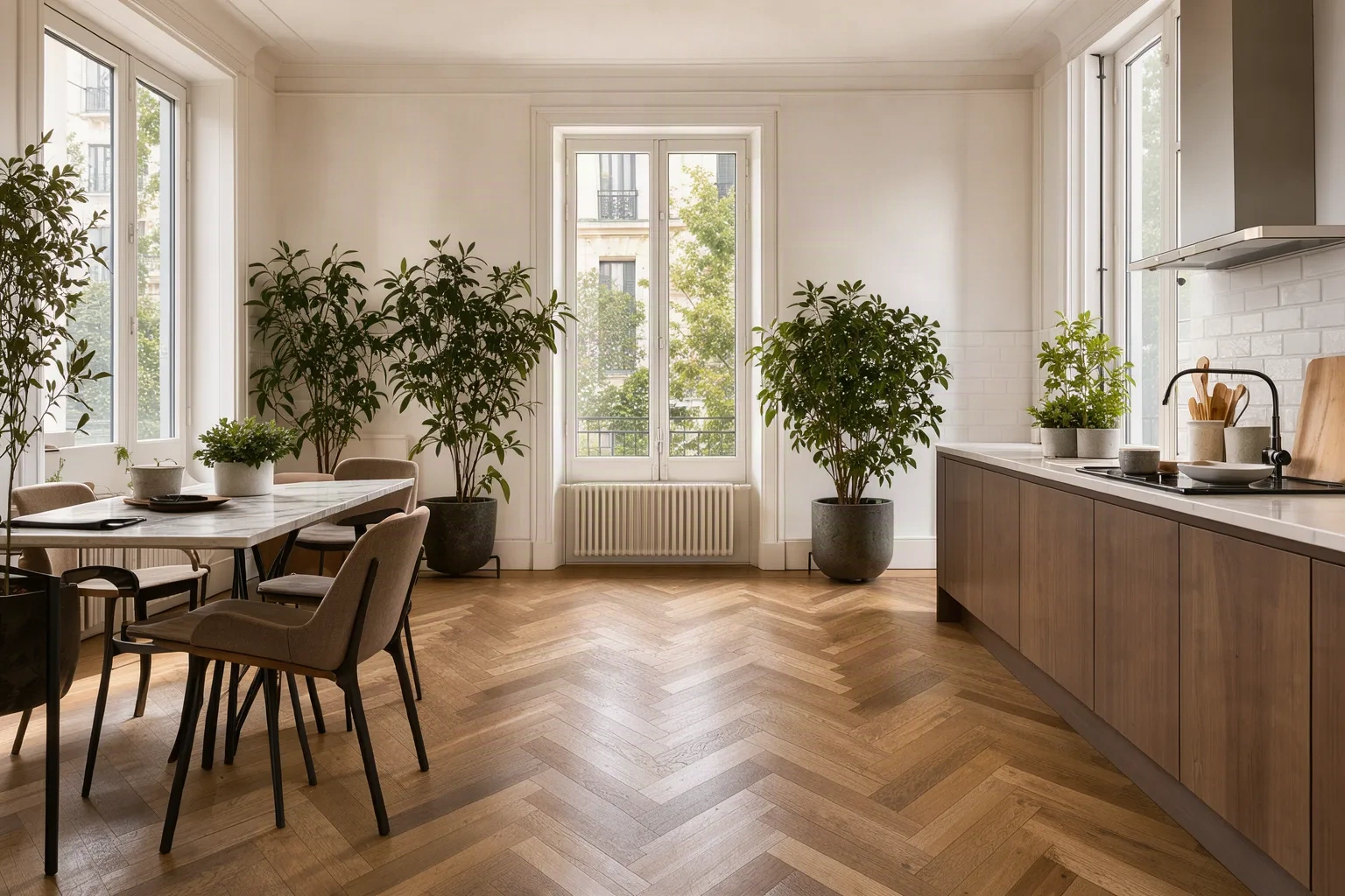 Intérieur lumineux d’un appartement parisien